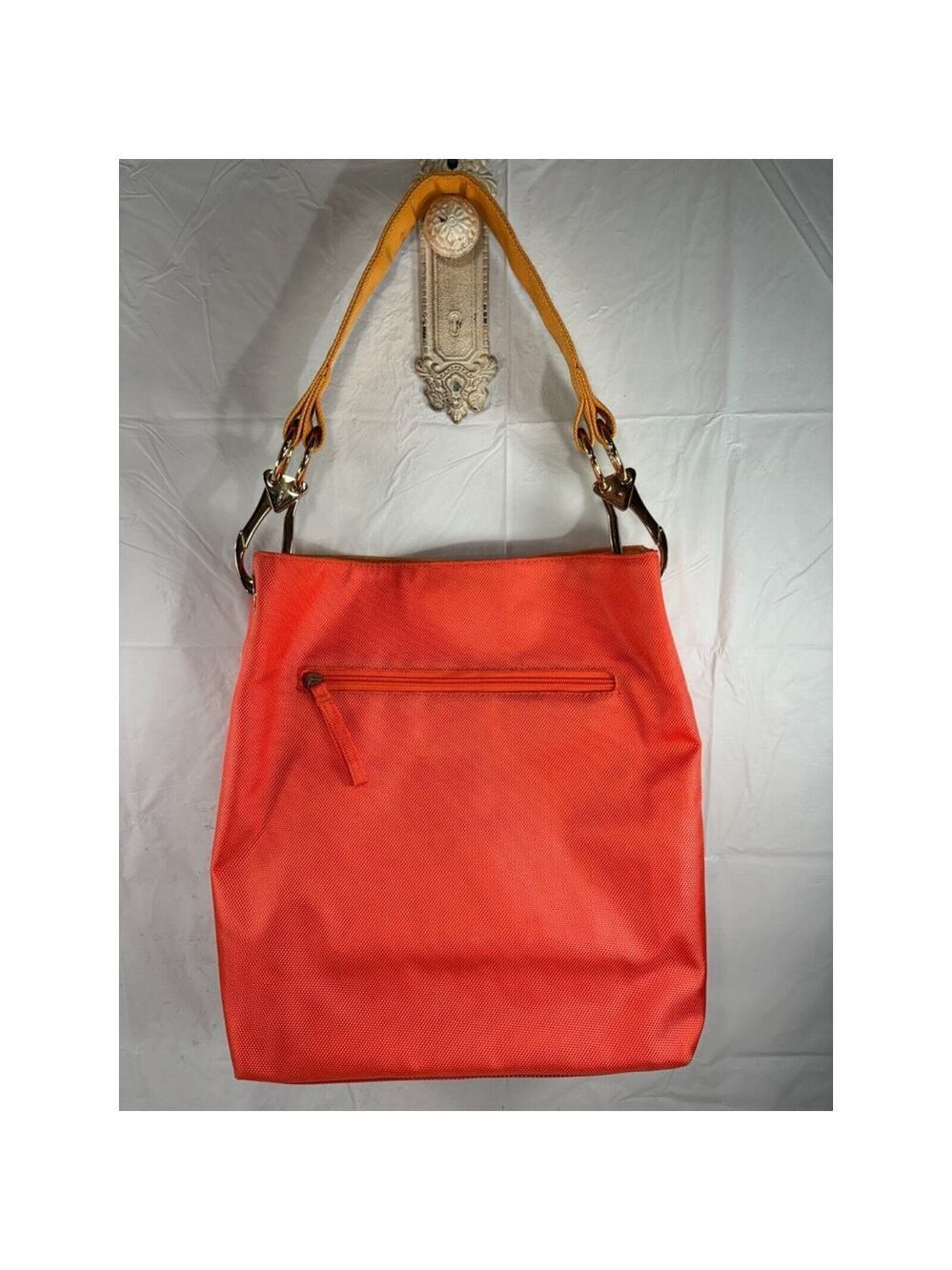 SR Squared Sondra Roberts Large Reversible Tote orange with Wristlet pouch - Picture 3 of 15